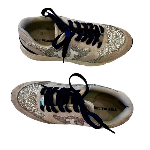 TRUE RELIGION Esther Navy, Gray, Silver Glitter Running Shoes Sneakers S… - Picture 12 of 13